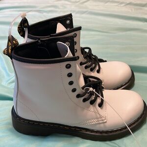 Dr Martens 1460 Leather Boots White Doc Lace Up Boot Size 4